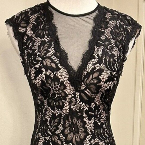 Brand New Betsy and Adam long, black peplum lace gown - Picture 12 of 15